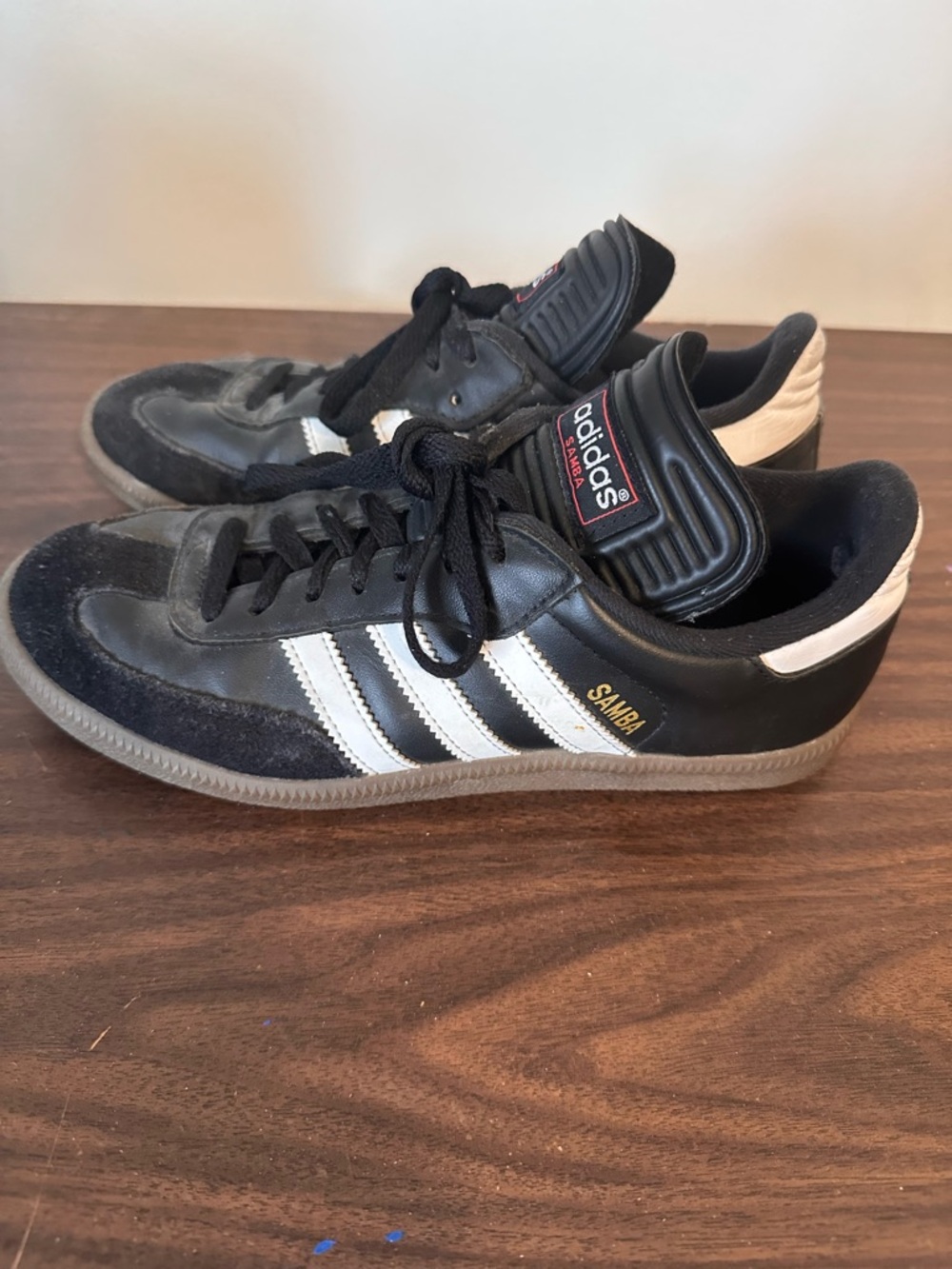 adidas Black Leather Sneakers with White Stripes